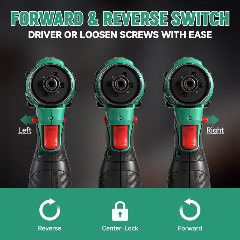 HOTECHE Cordless Brushless Screwdriver - 2.0Ah Battery, 75Nm Torque, 1/4" Chuck, with Charger & LED Light - Image 4
